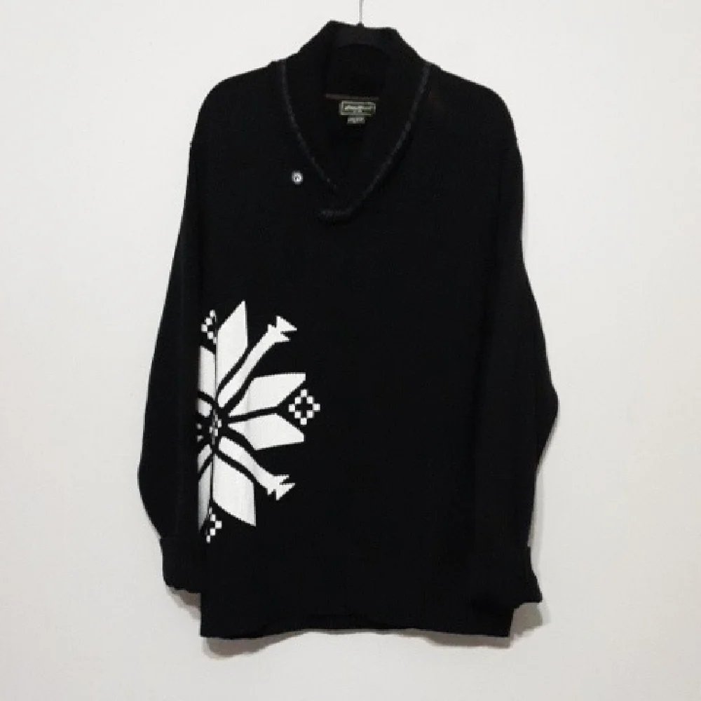 Vtg Eddie Bauer men sweater pullover back snowflake XL  casual winter office Y2K